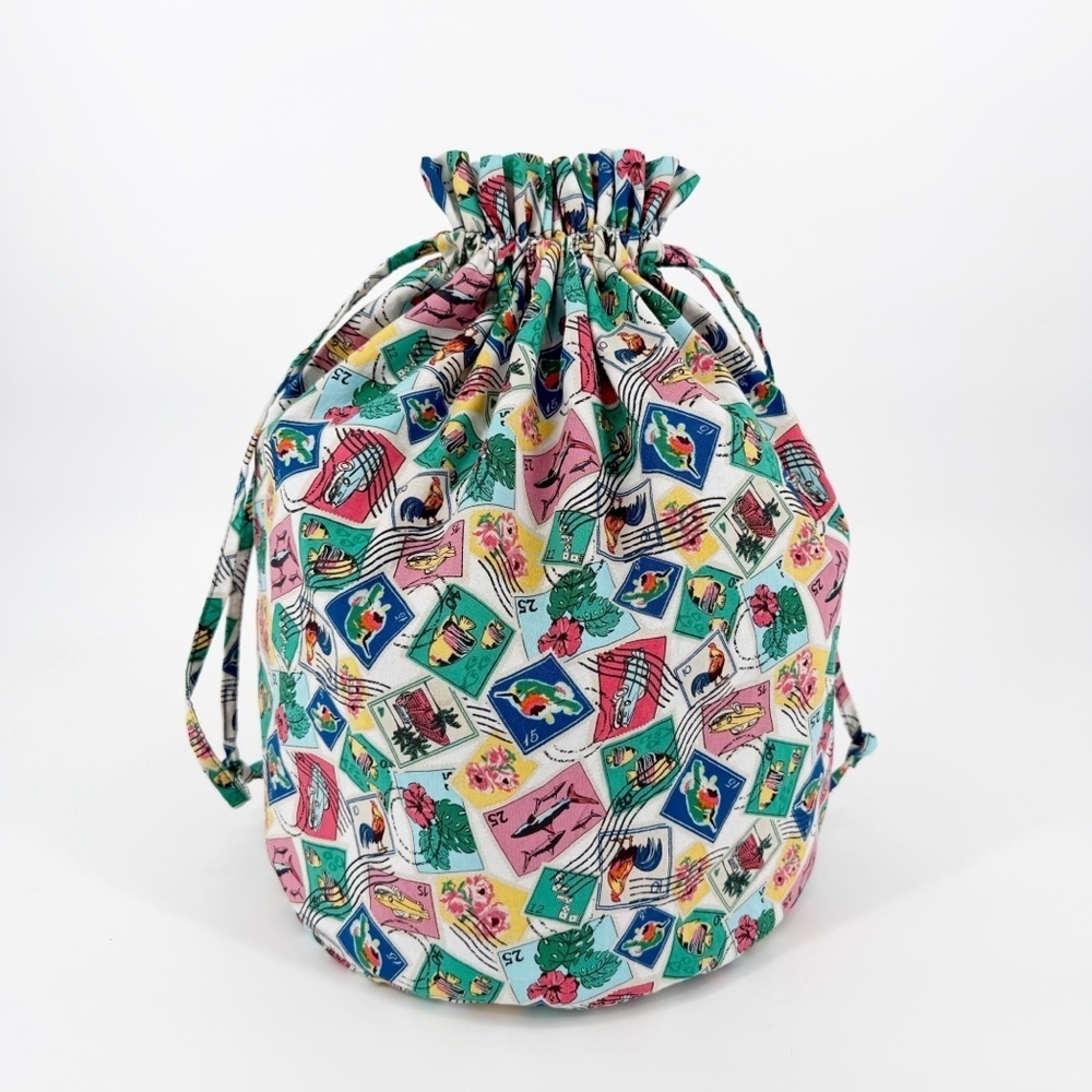 Retired Print Cuban Postage Stamp Vera Bradley Drawstring Fabric Tote